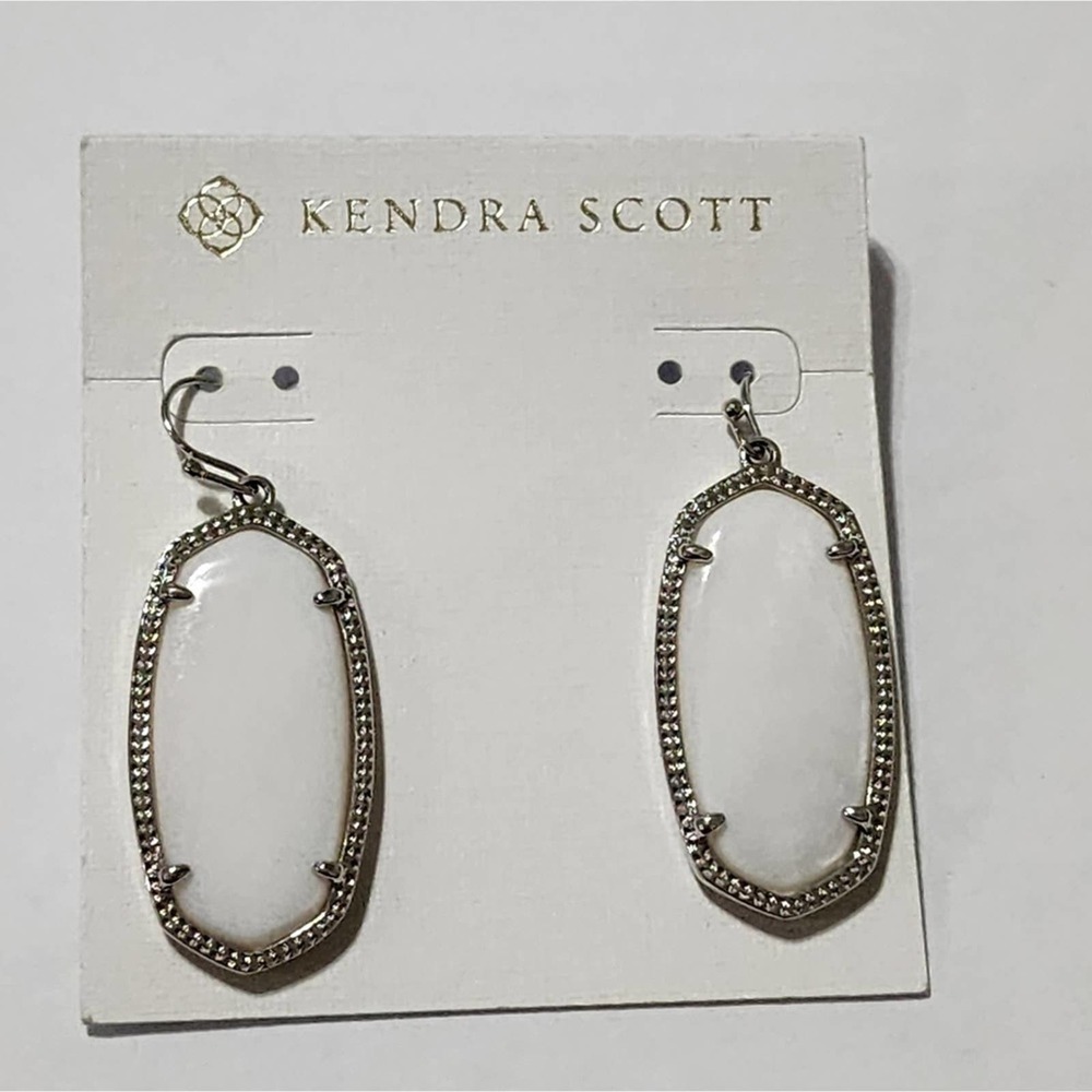 Kendra scott elle white and silver earrings new‎